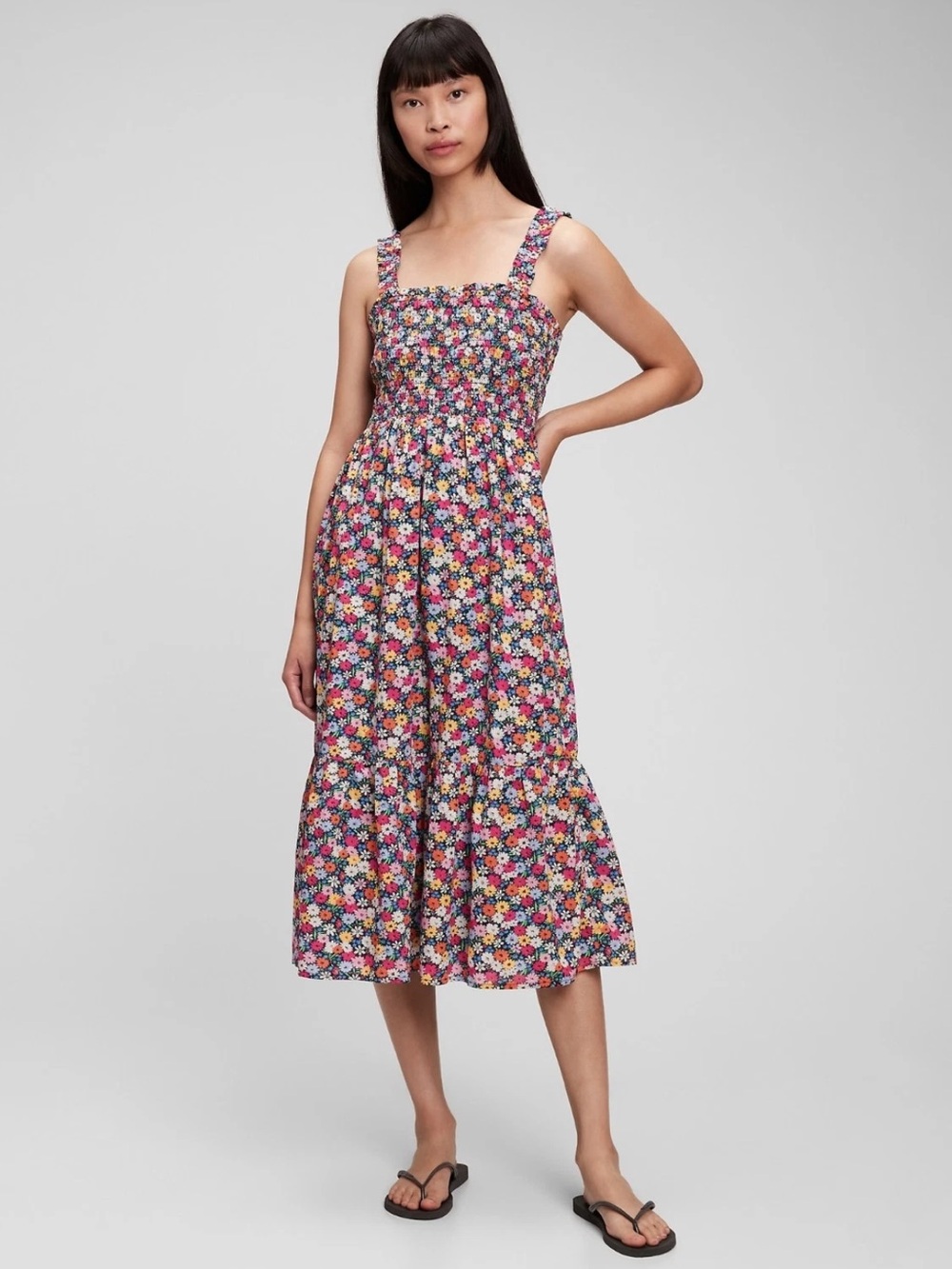 GAP Floral Midi Dress in Multi-Color